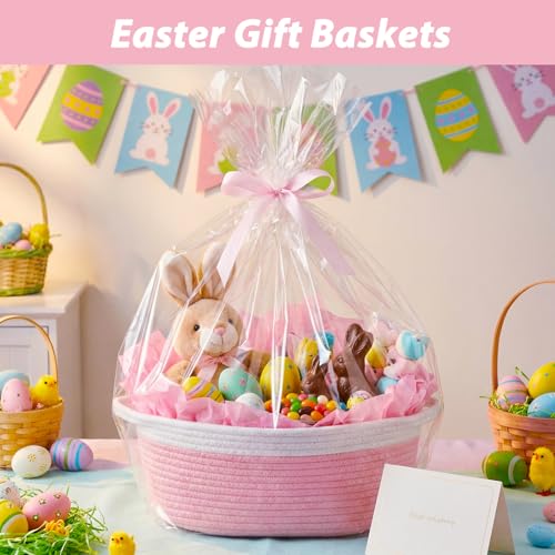 Image of woric Baby Gift Baskets Empty 12 inchX 8 inch X 5 inch Small Pink Basket for Gifts