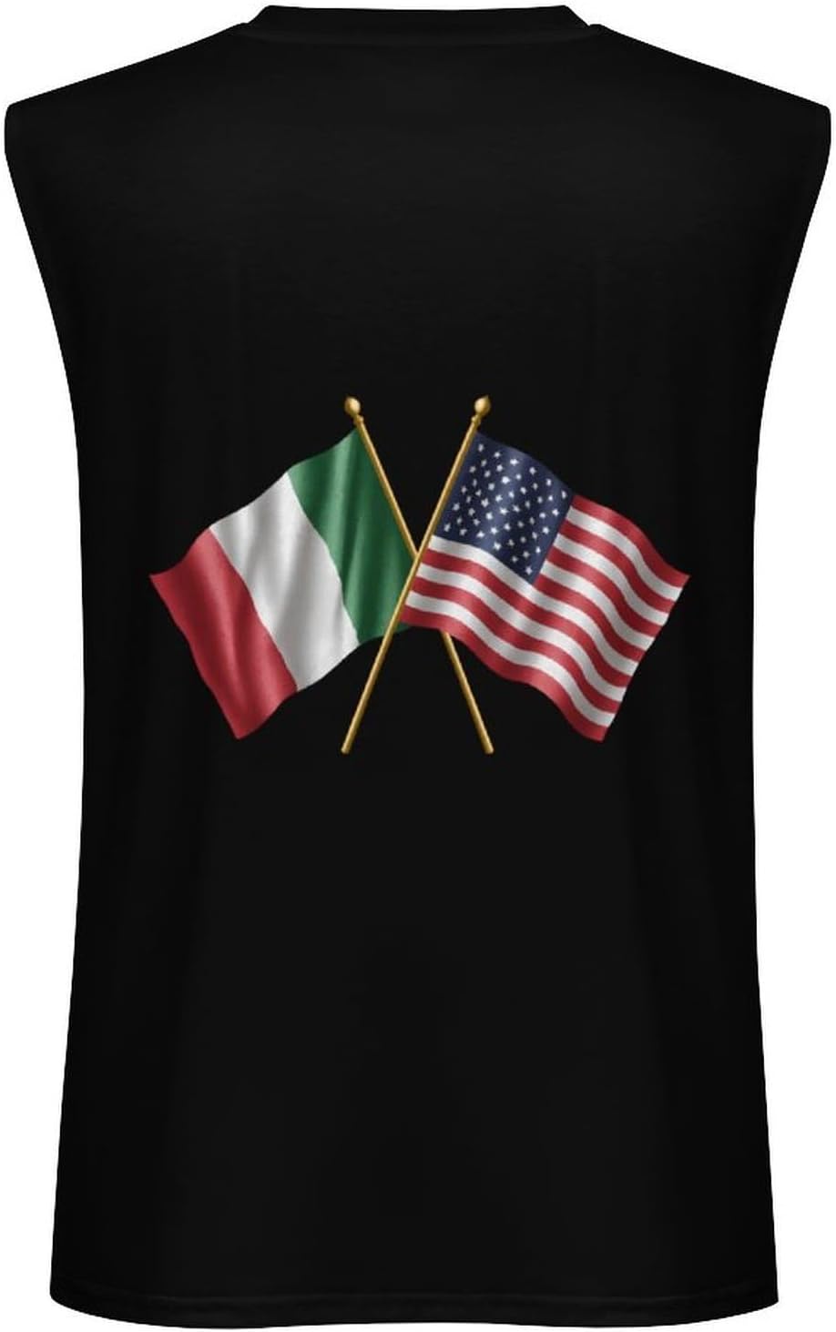Italian and U.S. Flag Men Summer Sleeveless Crew Neck Top 5XL