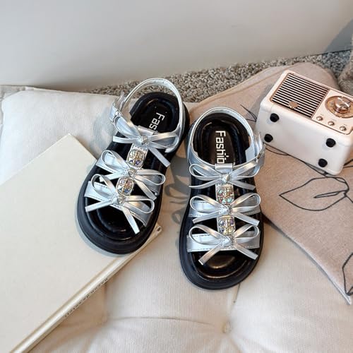 Toddler Little Girls Bow Gladiator Sandals Open Toe Summer Flats Dress Sandals Shoes with Comfy Soft Insole Non Slip Beach Shoe4