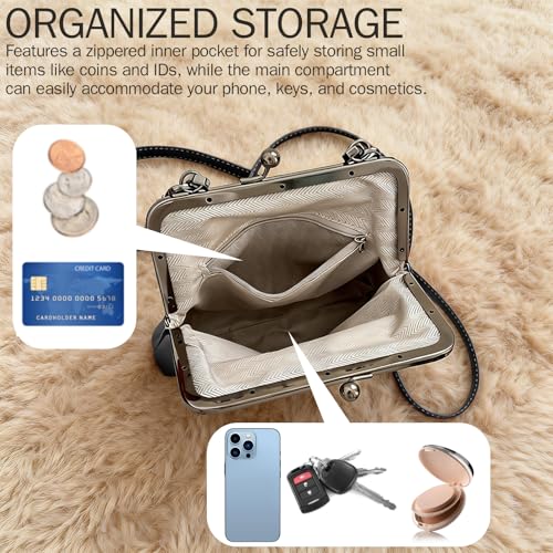 Bolso bandolera retro con cierre Kiss Lock miniatura 3