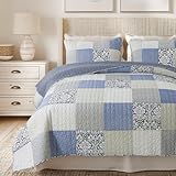 SLPR Sweet Dreams 3-Piece Real Patchwork Cotton Quilt Set (King) | with 2 Shams Pre-Washed Reversible Machine Washable Lightweight Bedspread Coverlet