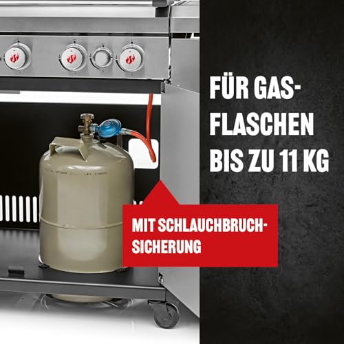 LANDMANN Gasgrill 6.1 Grillwagen mit 6 Brennern, MaxX-Zone, großer Grillfläche & Gusseisenrosten | leistungsstarker Grill für Garten & Outdoor mit LED-Reglern und Seitentisch für entspanntes Grillen