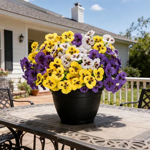 Artificial Flowers for Outdoors,Yellow White Purple 12 image 3