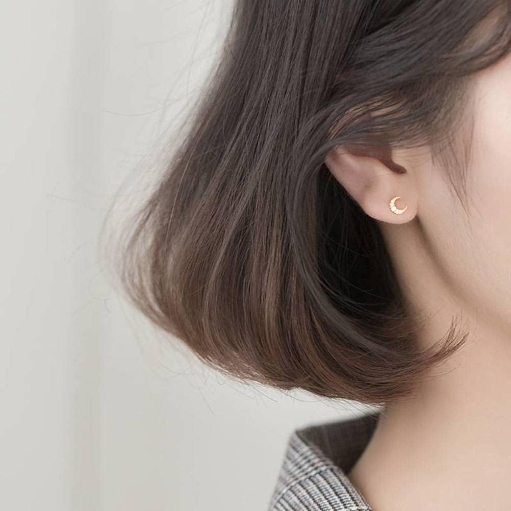 S925ミニダイヤモンドの三日月イヤリング、女性の小さな三日月