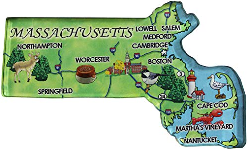 Imán de nevera estado Massachusetts acrílico 2 x 3.5 pulg miniatura 1
