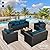 Rattaner Patio Furniture Set 5 Pieces Outdoor Furniture Sets Patio Couch Outdoor Chairs Coffee Table Peacock Blue Anti-Slip Cushions and Waterproof Covers