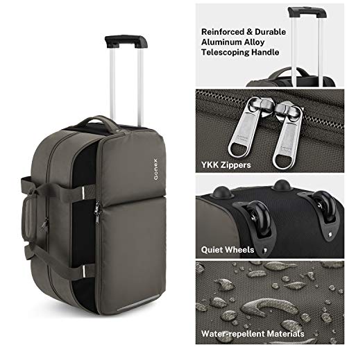 Gonex Rolling Duffle Bag with Wheels, 40L Water Repellent Wheeled Duffel Carry On Luggage with rollers 22 inch Grey