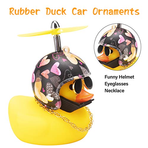 Image of wonuu Rubber Duck Car Decorations Cute Yellow Duck Car Dashboard Ornaments with Propeller (Love)