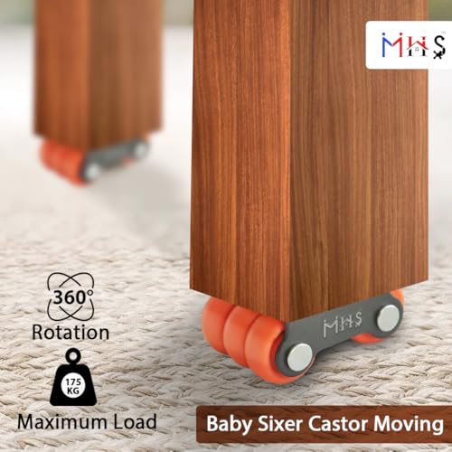Image of MHS Heavy Duty Revolving Caster Wheels - 360 Rotating Sixer Castor Wheels with Roller | 4pcs with Screws in 1 Set | for Trolley, Furniture, Table, Bed | Made in India (175 KG Load Capacity, 1, Set)
