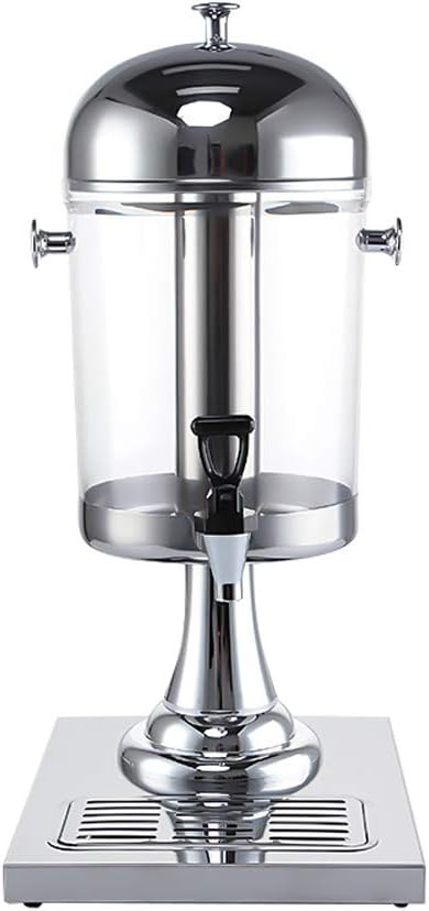 Beverage Dispenser with Ice/Hot Water Container, Stand, Drain Pan & Spigot, Stainless Steel & PC, 2.1 Gallons (8L/2.1 Gallons)