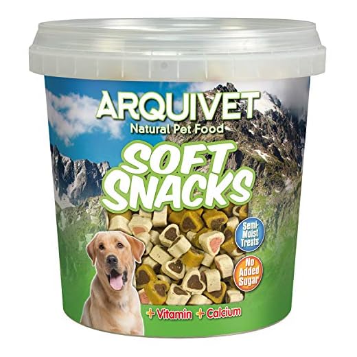 Arquivet Soft Snacks Naturales para Perro en Forma de corazón Mix de sabores - Pollo, Caza, Cordero, salmón y arroz - Chuches para Perro - Golosinas para Perro - 800 g