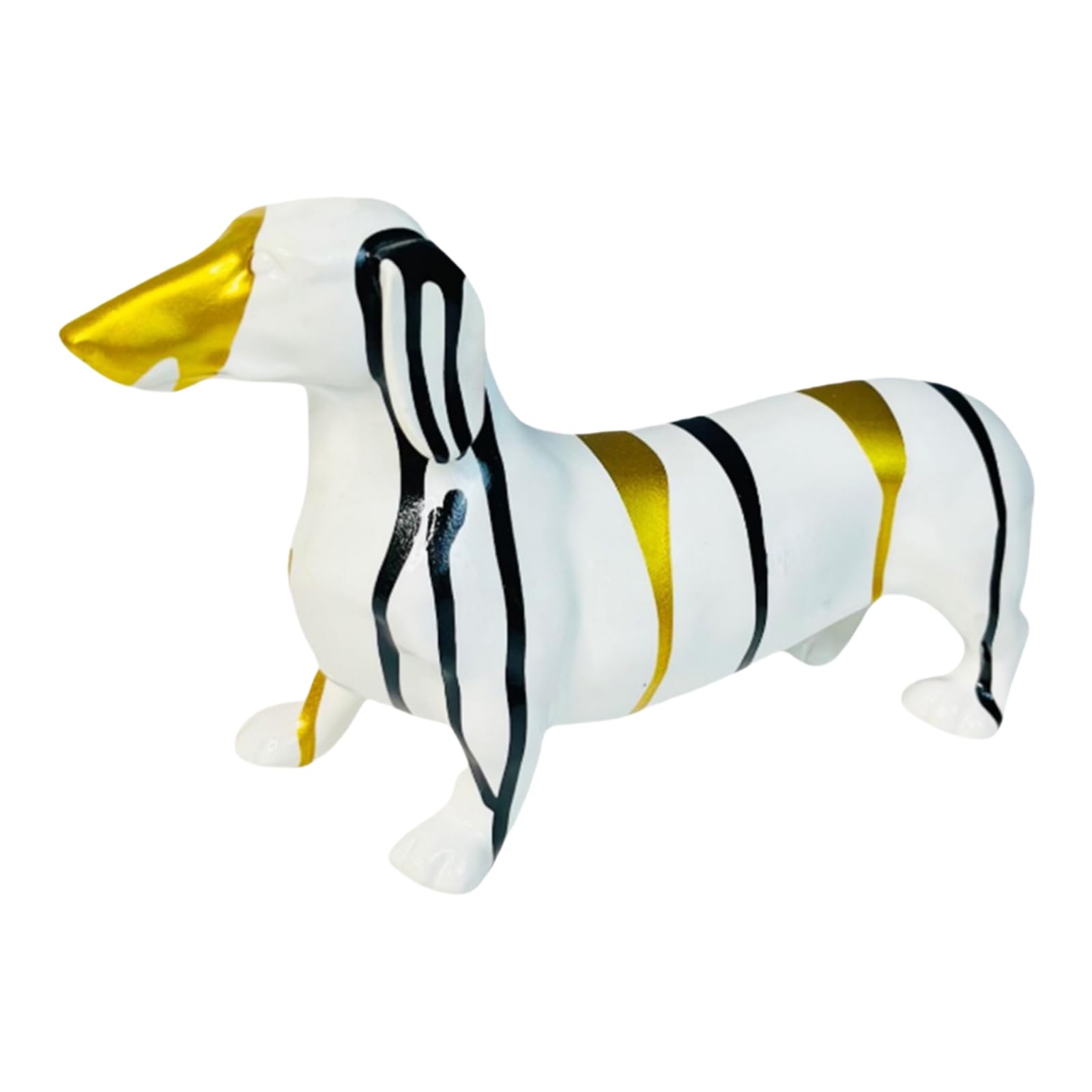 YOYUMI Statue Dachshund Home Room Decoration Office Ornaments Resin Crafts White Background Black Gold