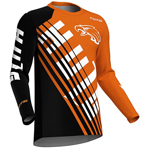 Maillot Motocross,MX Enduro,Tissu 100% Polyester De Haute Qualité,VTT Vélo De Route Long Sleeves SéchageRapide Léger Respiant Confort (Orange,M) thumbnail