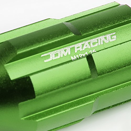 Image of DNA MOTORING LN-ZTL-9025-125-GN 20Pcs M12 x 1.25 Open End Style Wheel Lug Nuts w /Deep Drive Extension Adapter, 24mm OD /50mm H, Green