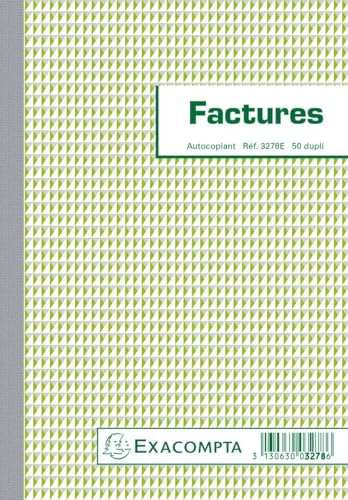 Exacompta - Réf- 3278E - Paquet de 10 manifolds FACTURES - avec mention TVA - 50 feuillets numérotés et autocopiants - duplicatas (1 original plus 1 copie) - format...
