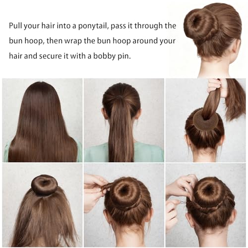 63-teiliges Haarknoten-Set in verschiedenen Größen, Haarknoten-Macher mit Haarnadeln und Haargummis für Frauen, Kinder und Balletttänzerinnen (Hellbraun)