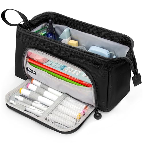 Image of Large Capacity Pencil Case Big Pencil Pouch Special Aesthetic School Pen Bag For Girls Teen nurse Adults Kids Soft Organizer With Zipper Cute Travel Pencil Pouches Estuche Para Lapices Black