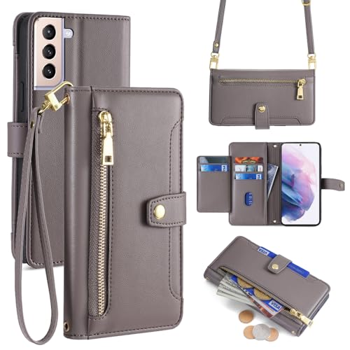 Sac à bandoulière pour Samsung A17 5G idéal pour les sorties avec son étui gris