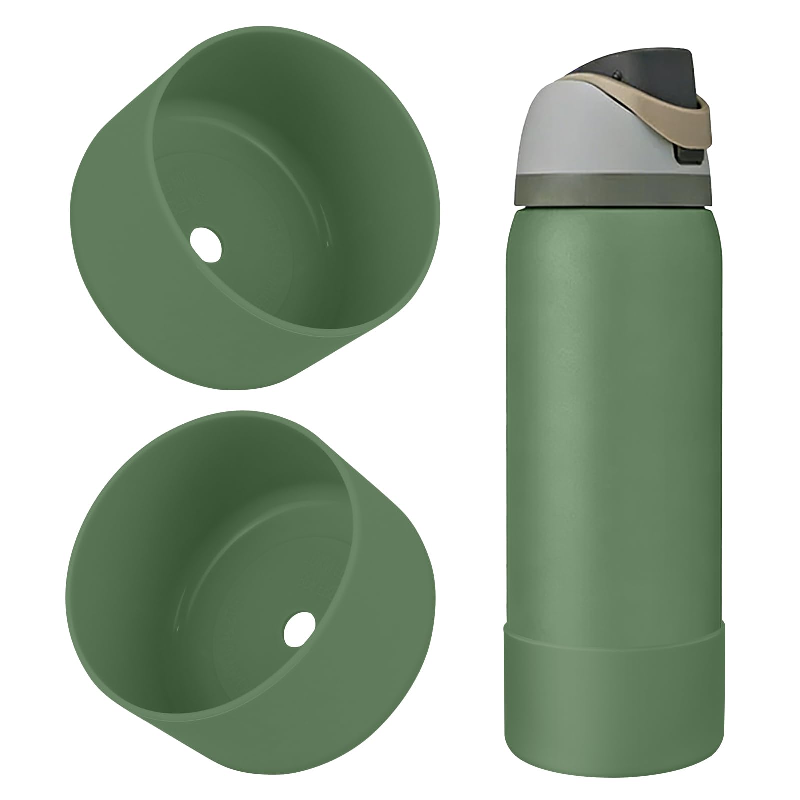 BKBY 2PCS Silicone Water Bottle Boot, Compatible with Owala 24oz 32oz 40oz, Protective Anti-Scratch & Anti-Dent No Noise Sleeve Cover for FreeSip/Twist/Flip Water Bottles (Green House, 32oz)