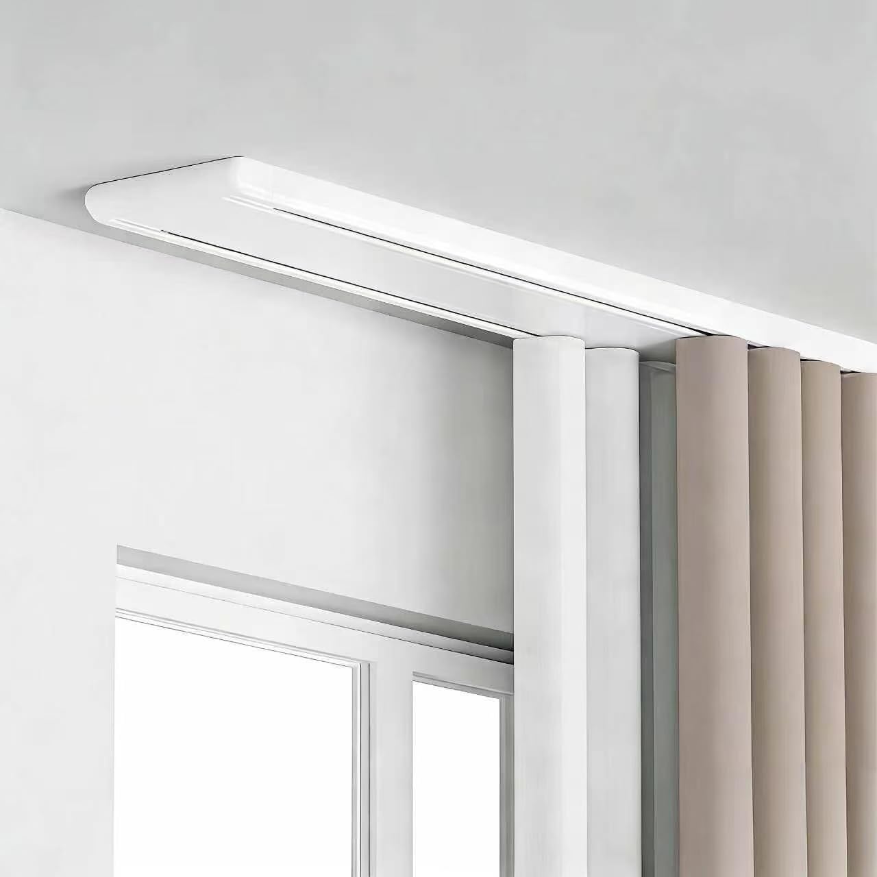Ceiling Mount Double Curtain Track, Silent Heavy Duty Curtain Rail, Hidden Ceiling Track Kit for Living Room & Bathroom(White,480cm/15.7ft)