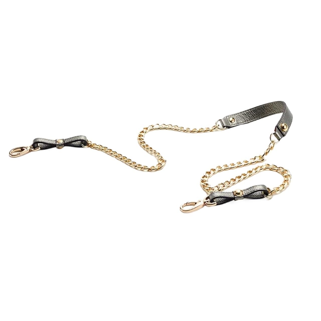 YUSUZH 1PCS 120CM Shoulder Bag Chain Aluminum with Leather Clasp Parts Buckle for Small Bag(Grey)
