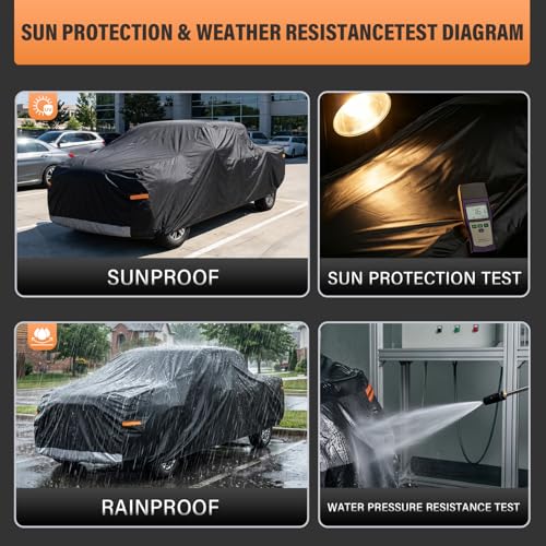 Image of Kayme Truck Cover Waterproof All Weather - See Vehicle Size Chart - Heavy Duty Outdoor Pickup Cover Sun Uv Rain Protection, Universal Fit Most Extended Cab Long Bed.(Length Up to 248 inch)