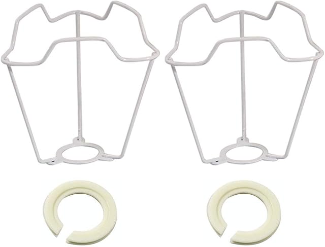 2 Pack - 5" White Metal Vintage Shade Carrier to Support Table & Floor Lampshade with Duplex Fitting | Reducing Ring Included | Fits All Types of Lampholders | ES SES BC SBC