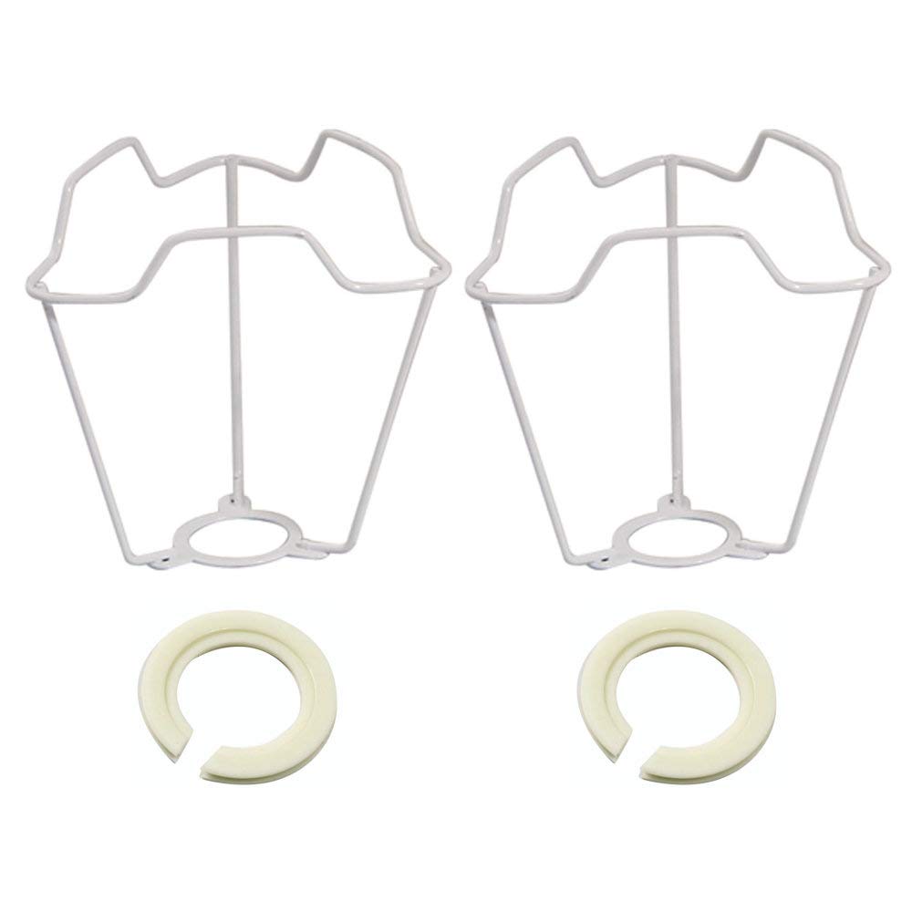 2 Pack - 5" White Metal Vintage Shade Carrier to Support Table & Floor Lampshade with Duplex Fitting | Reducing Ring Included | Fits All Types of Lampholders | ES SES BC SBC