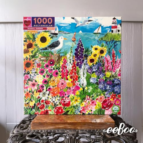 Image of eeBoo 1000 Piece Puzzle - Seaside Garden Jigsaw Puzzle for Adults, Rectangular 28 inch x 21 inch Made with Recycled Board & Vegetable-Based Ink