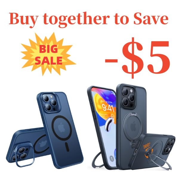 TORRAS Lstand & 360° Ostand Spin Case for iPhone 15 Pro