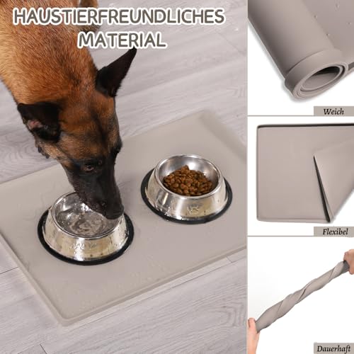 MateeyLife Napfunterlage Katzen, Napfunterlage Hund Groß, Hundenapf Kleine Hunde, Silikon Unterlage Hundenapf Grosse Hunde, rutschfeste Unterlage Katzennapf, Katzen Futternapf Matte, 55 x 35 cm