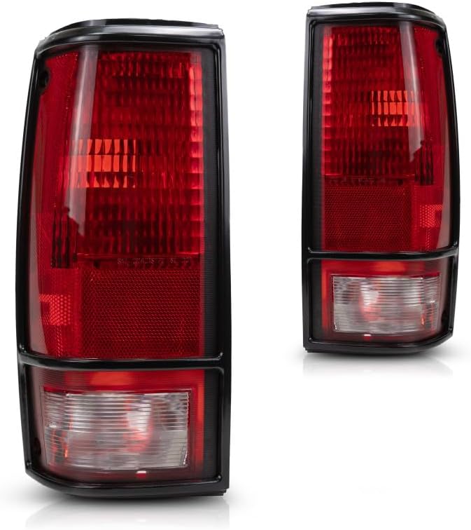 For Chevy S10 Blazer Tail Light Assembly Unit 1983-1994 Pair Driver and Passenger Side | w/Black Trim | GM2800109 + GM2801109