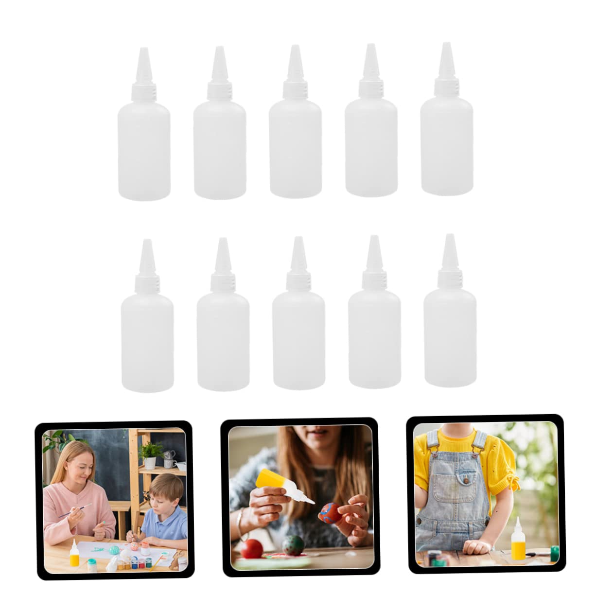 HOMOCONO 100ml Translucent Ink Bottles Refillable Squeeze Pigment Bottles for Home Craft Room