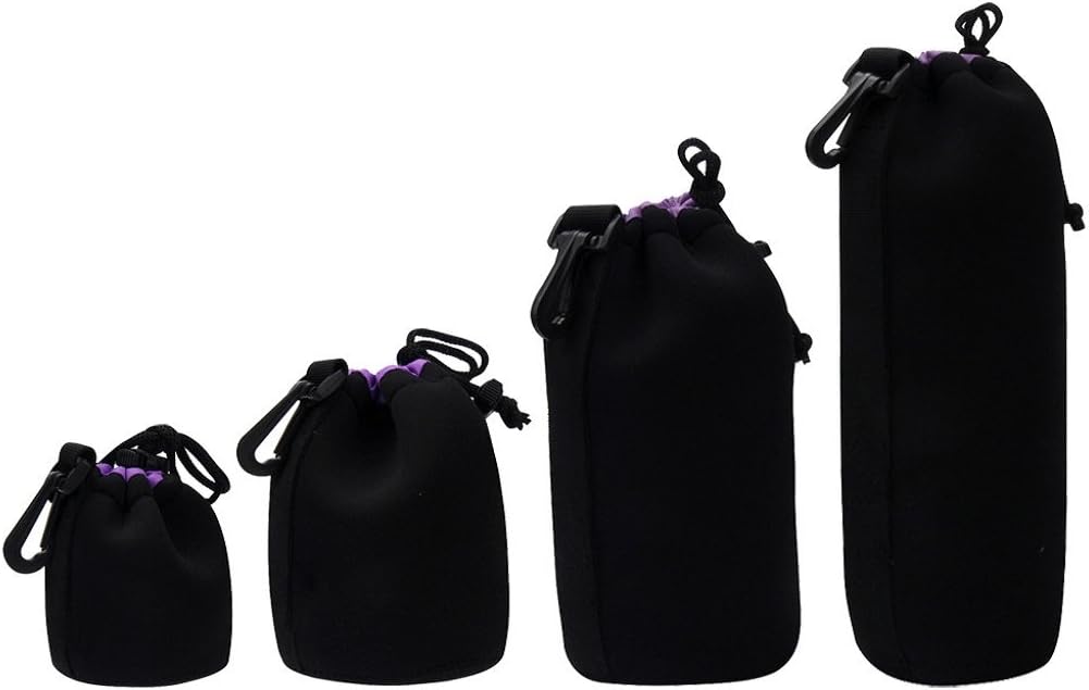 Rukiwa 4 pcs Photo Thick Protective Neoprene Pouch Set for DSLR Camera Lens Bag