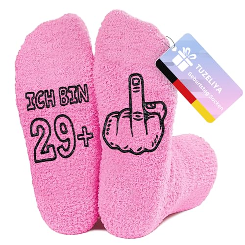 TUZELIYA 30 Geburtstag Frauen Socken Geschenkideen, Rutschfest Kuschelsocken Damen, Lustige Socken Geburtstagsgeschenk für Freundin Tochter Mama, Geschenke für Mama, 30/40/50/60 Jahre Alt