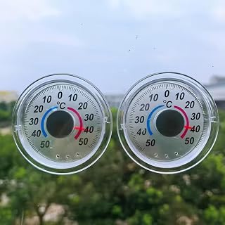 2Pcs Self-Adhesive Thermometer Hygrometer, High-Accuracy 0.1°C Temperature and Humidity Monitor for Indoor/Outdoor Use, Windows, Walls, Greenhouses, Gardens, Offices, and Home，No Electricity Needed