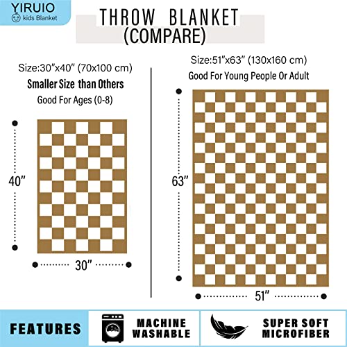 Yiruio Throw Blankets Checkerboard Checkered Chessboard Warmer Comfort Reversible Microfiber Soft Cozy For Kids Baby Children(Burnt Orange, 30''X40'') #TOP1