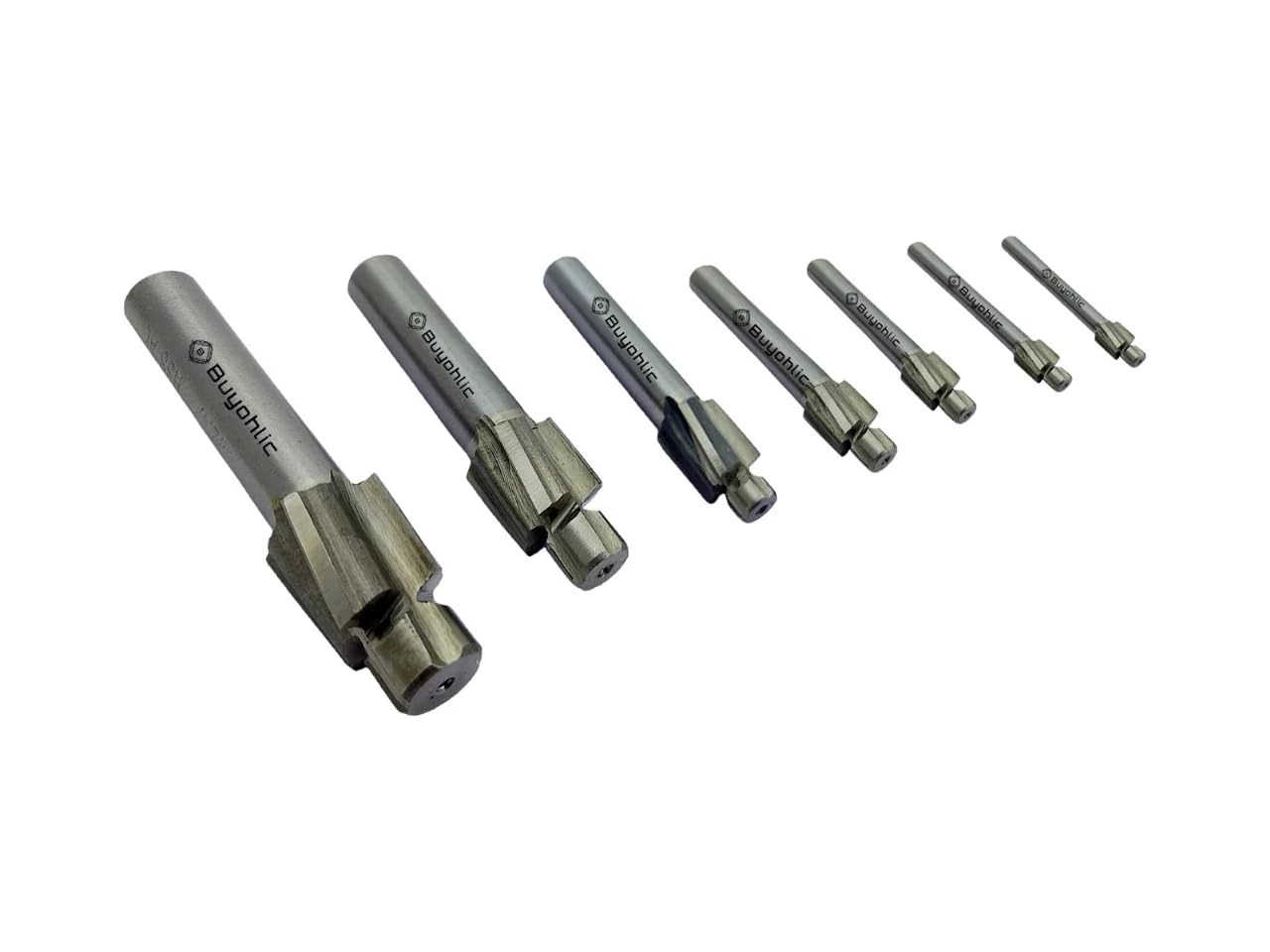 Buyohlic M3-M12 Slotting Counterbore End Mill Cutter Solid Slot 4 Flutes Countersink End Mill Drill Bit Set of 7 Pcs