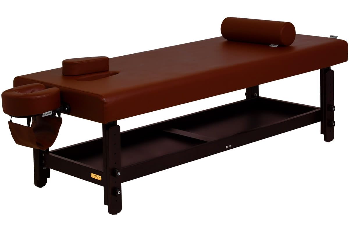 MOV - Mesa de masaje tailandesa Nui, altura ajustable 60-85 cm, longitud 202 cm, tapizada con 6 cm, orificio facial, reposacabezas reclinable, soporte antebrazo
