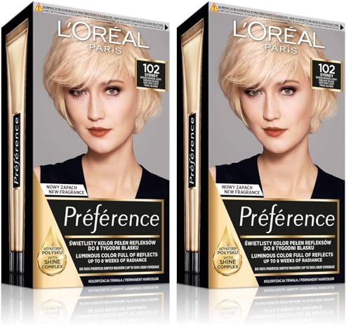 L'Oréal Paris Préférence 102 SYDNEY Tinte para el cabello rubio perlado muy claro (Paquete de 2)