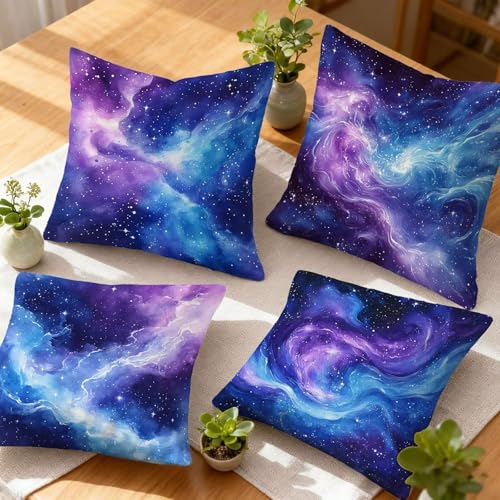 Protege oreiller 45 x 45 super doux pour renover un coussin canape use avec style bleu violet - 3