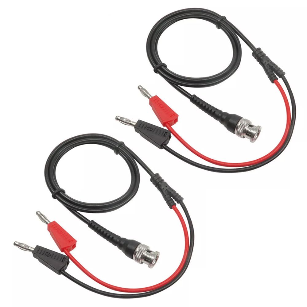 2PCS BNC Q9 Male to Dual 4mm Stackable Banana Plug Test Lead Compatible with Oscilloscope 3.3ft