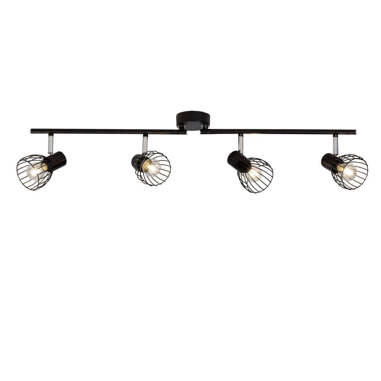 Lampe Blacky spot tube Brilliant à 4 spots pivotants E14 noir