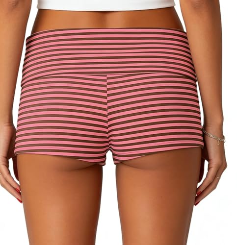 Image of Women Fold Over Mini Shorts Y2K Lounge Pajama Bottoms Low Rise Booty Shorts
