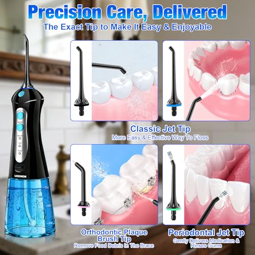 Image of Water Dental Flosser Pick for Teeth: Cleaning and Flossing with 3 Mode from 30-100 Psi, Ipx7 Waterproof Portable Rechargeable Cordless Oral Irrigator for Adults Braces and Dental Care Home Travel