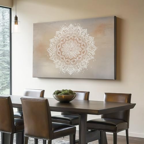 Cuadro sobre Lienzo 150 x 50 cm (Sin marco), Estilo Boho Cuadrícula Mandala Moderno Cuadros Decorativo Disponible En Varios Tamaños Marrón Claro Sin marco 1 artículo Lienzo no Tejido Cuadro Decoración