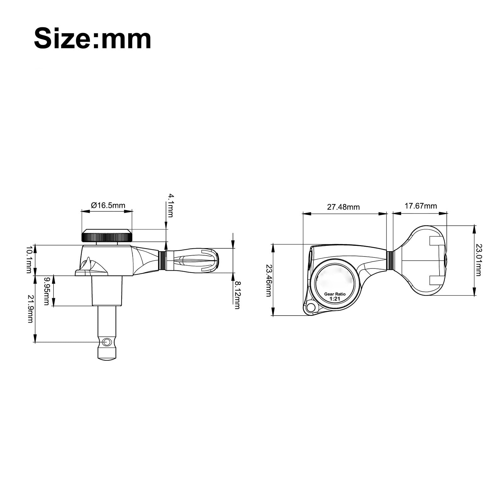 Miłośnicy muzyki Kołki Do Strojenia Gitary Samoblokujące Całkowicie Zamknięte Kołki Do Strojenia Gitary Wysokie Przełożenie 1:21 Metalowe Tunery Trwałe(6L)