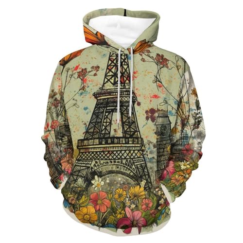 Sweat à capuche Tour Eiffel contre les pulls rêches, le sweatshirt pullover fluide taille S