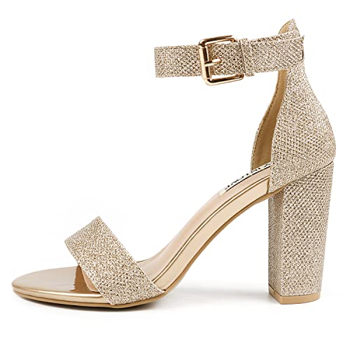 Image of JOY IN LOVE Womens 3.5 inch Chunky Block High Heels Ankle Strap Heeled Sandals