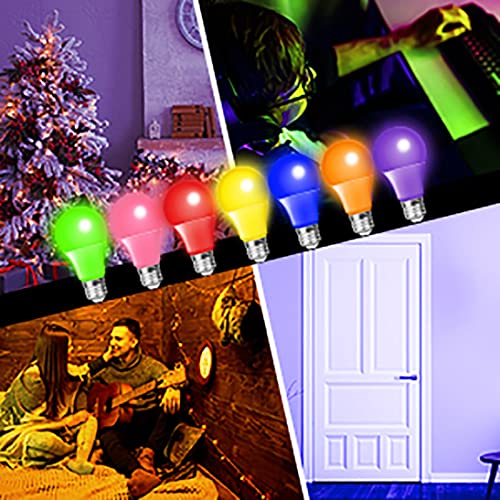 Kkhlgb A60-6C Color Light Bulb, 9W=60W E26 Base Led Colored Light Bulbs Red Green Purple Pink Blue Yellow Bulbs thumb #2
